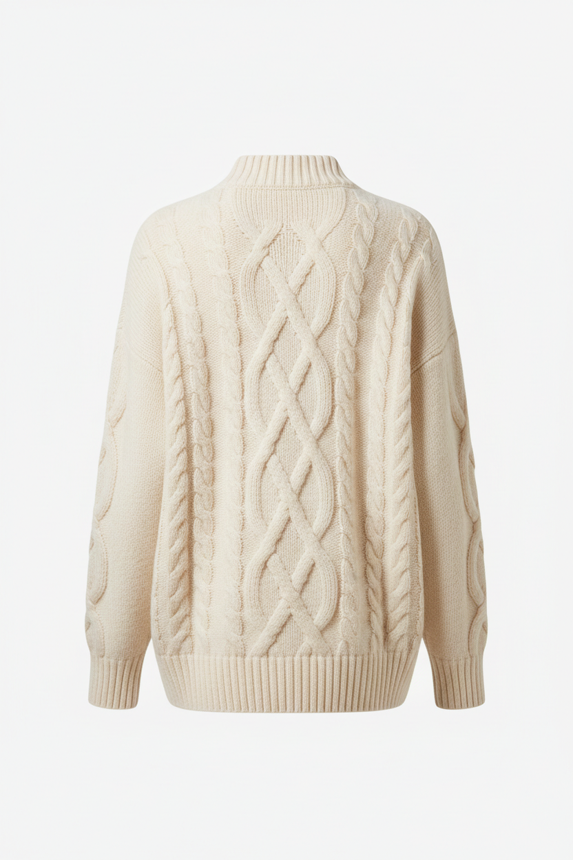 Knit Sweater in Cream - Back View