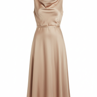 Midi Dress in Soft Beige - Front View