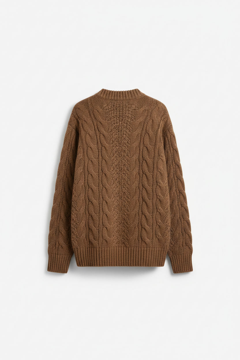 Knit Sweater in Mocha Brown - Back View