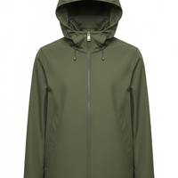 Hooded Jacket in Army Green - Front View