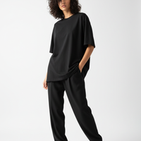 Oversized T-Shirt in Charcoal Black - Model Wearing