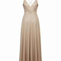 Midi Dress in Soft Beige - Back View