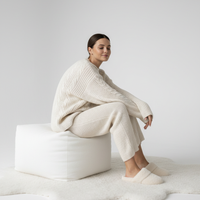 Knit Sweater in Cream - Model Wearing