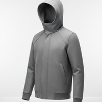 Hooded Jacket in Stone Gray - 45 Degree Angle
