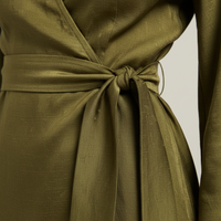 Wrap Dress in Olive Green - Fabric Detail