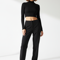 Crop Top in Jet Black - Model Wearing