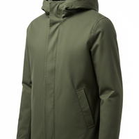 Hooded Jacket in Army Green - 45 Degree Angle