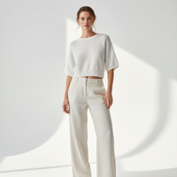 Crop Top in Soft White - Model Wearing