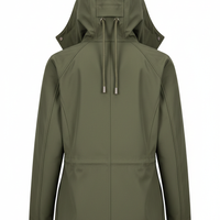 Hooded Jacket in Army Green - Back View