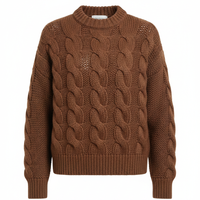 Knit Sweater in Mocha Brown - Front View