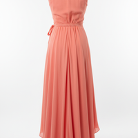 Wrap Dress in Soft Coral - Back View