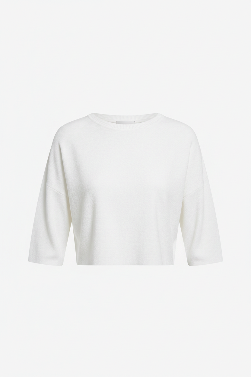 Crop Top in Soft White - Front View