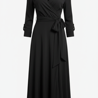 Wrap Dress in Classic Black - Front View
