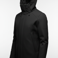 Hooded Jacket in Jet Black - 45 Degree Angle