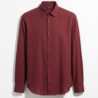 Casual Shirt in Deep Wine Red - Front View