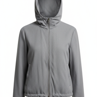 Hooded Jacket in Stone Gray - Front View