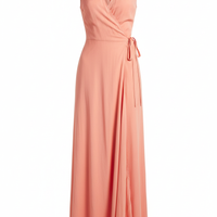 Wrap Dress in Soft Coral - Front View