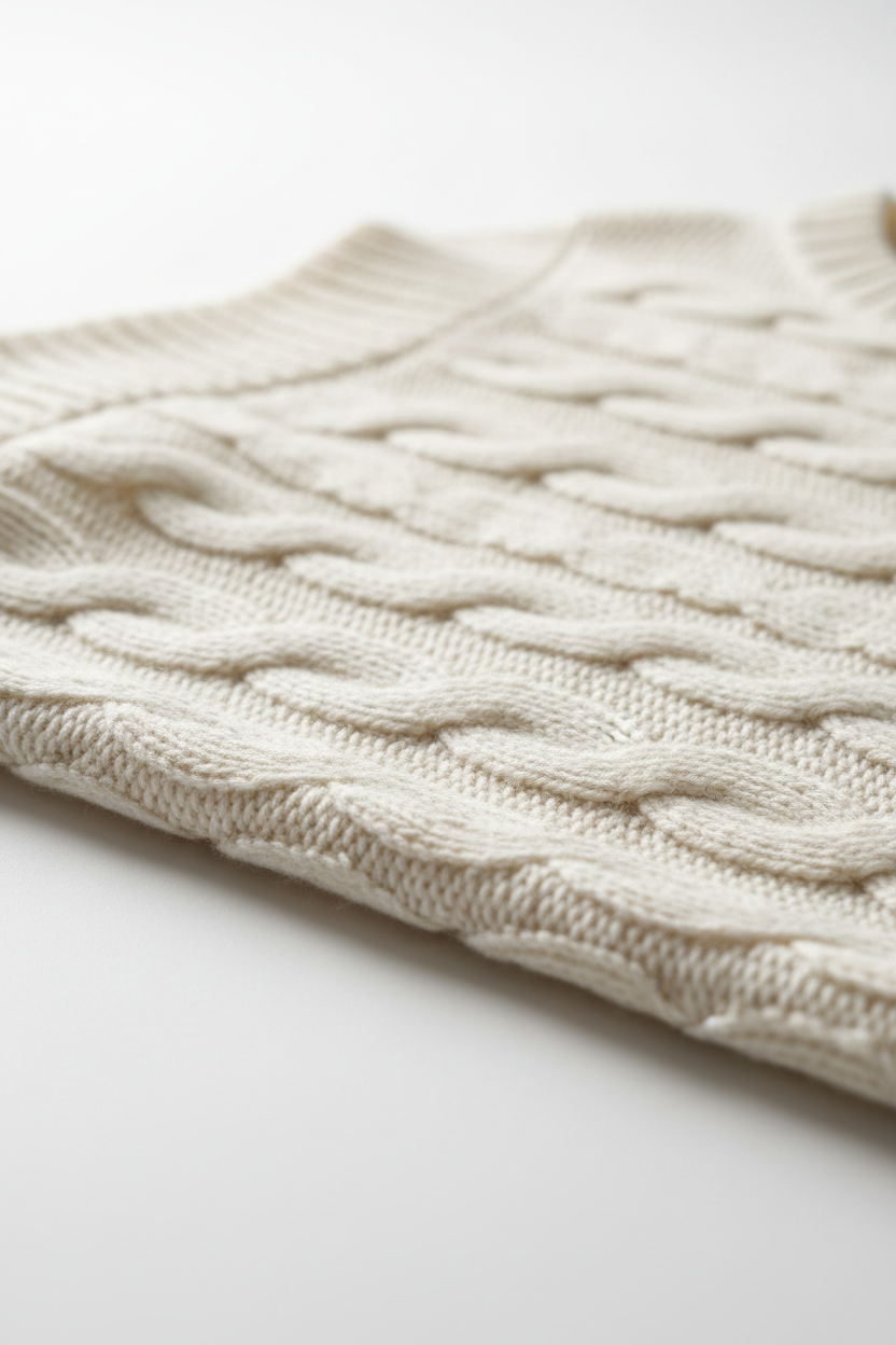 Knit Sweater in Cream - 45 Degree Angle