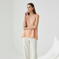 Sleeveless Top in Soft Peach - Model Wearing