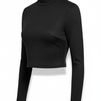 Crop Top in Jet Black - 45 Degree Angle