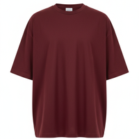 Oversized T-Shirt in Deep Wine Red - Front View