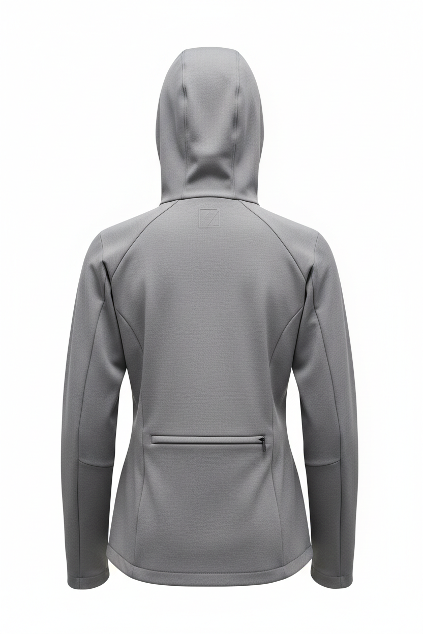 Hooded Jacket in Stone Gray - Back View