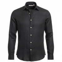 Casual Shirt in Charcoal Black - Front View