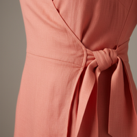 Wrap Dress in Soft Coral - Fabric Detail