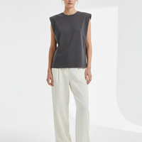 Sleeveless Top in Charcoal - Model Wearing